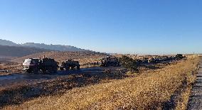 Russian Military Convoy Heads from Damascus to Latakia - Syria