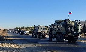 Russian Military Convoy Heads from Damascus to Latakia - Syria