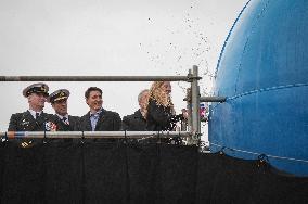 Trudeau at the naming ceremony for the new Royal Canadian Navy vessel