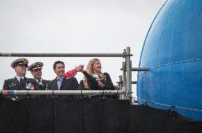 Trudeau at the naming ceremony for the new Royal Canadian Navy vessel