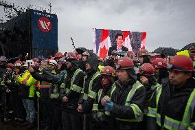 Trudeau at the naming ceremony for the new Royal Canadian Navy vessel