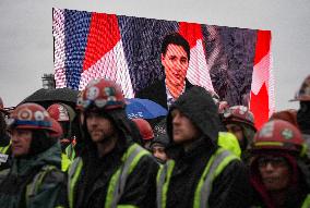 Trudeau at the naming ceremony for the new Royal Canadian Navy vessel