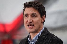 Trudeau at the naming ceremony for the new Royal Canadian Navy vessel