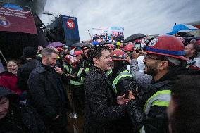 Trudeau at the naming ceremony for the new Royal Canadian Navy vessel