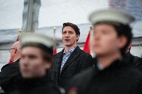 Trudeau at the naming ceremony for the new Royal Canadian Navy vessel