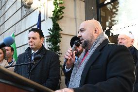 Syrian Flag Raising At Paterson City Hall In Paterson New Jersey