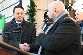 Syrian Flag Raising At Paterson City Hall In Paterson New Jersey