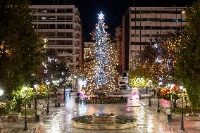 Christmas Decoration In Syntagma Square