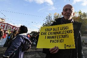 Demonstration In Rome Against The Security Bill