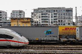 ICE Train Passing Munich Laim Station