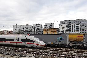 ICE Train Passing Munich Laim Station