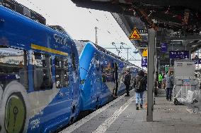 Arverio Train At Augsburg Central Station