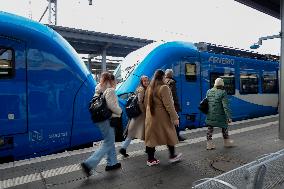 Arverio Train At Augsburg Central Station