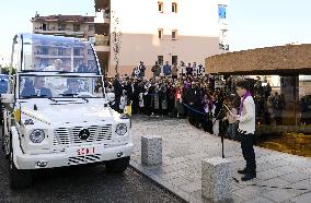 Pope Francis Visits Ancient Baptistery in Ajaccio - Corsica