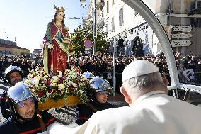 Pope Francis Visits Ancient Baptistery in Ajaccio - Corsica