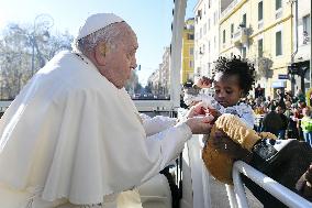 Pope Francis Visits Ancient Baptistery in Ajaccio - Corsica