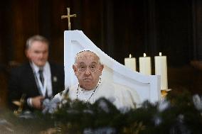 Pope Francis at the cathedral of Our Lady of the Assumption in Ajaccio