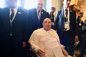 Pope Francis at the cathedral of Our Lady of the Assumption in Ajaccio