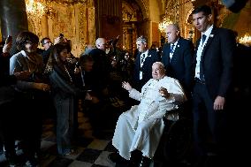 Pope Francis at the cathedral of Our Lady of the Assumption in Ajaccio