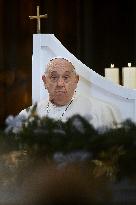 Pope Francis at the cathedral of Our Lady of the Assumption in Ajaccio