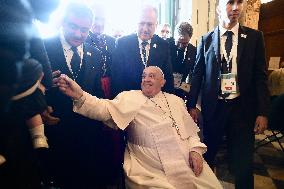 Pope Francis at the cathedral of Our Lady of the Assumption in Ajaccio