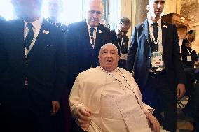 Pope Francis at the cathedral of Our Lady of the Assumption in Ajaccio