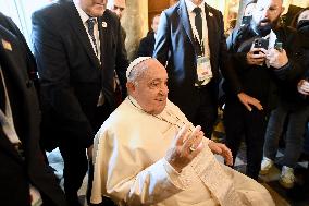 Pope Francis at the cathedral of Our Lady of the Assumption in Ajaccio