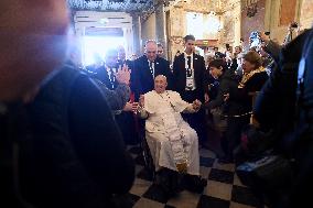 Pope Francis at the cathedral of Our Lady of the Assumption in Ajaccio