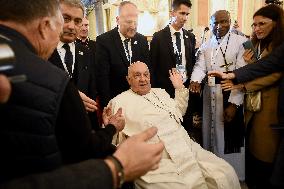 Pope Francis at the cathedral of Our Lady of the Assumption in Ajaccio