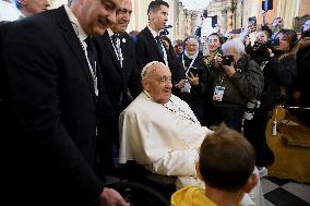 Pope Francis at the cathedral of Our Lady of the Assumption in Ajaccio