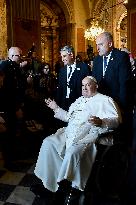 Pope Francis at the cathedral of Our Lady of the Assumption in Ajaccio