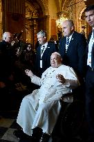 Pope Francis at the cathedral of Our Lady of the Assumption in Ajaccio