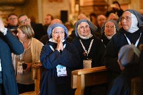 Pope Francis at the cathedral of Our Lady of the Assumption in Ajaccio