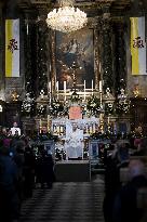 Pope Francis at the cathedral of Our Lady of the Assumption in Ajaccio