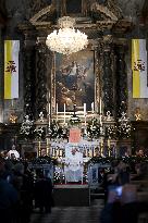 Pope Francis at the cathedral of Our Lady of the Assumption in Ajaccio