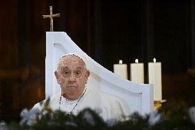 Pope Francis at the cathedral of Our Lady of the Assumption in Ajaccio