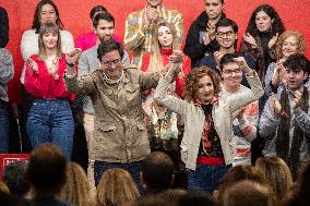 Oscar Lopez and María Jesus Montero at PSOE event in Alcorcon - Madrid