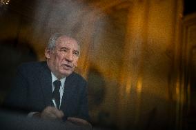 EXCLUSIVE. Francois Bayrou during a photo session at Hotel De Matignon