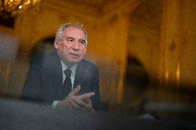 EXCLUSIVE. Francois Bayrou during a photo session at Hotel De Matignon