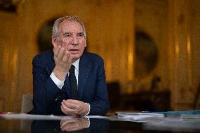 EXCLUSIVE. Francois Bayrou during a photo session at Hotel De Matignon