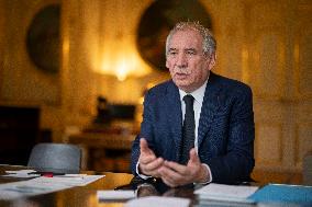 EXCLUSIVE. Francois Bayrou during a photo session at Hotel De Matignon