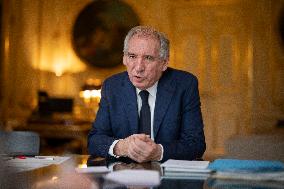 EXCLUSIVE. Francois Bayrou during a photo session at Hotel De Matignon