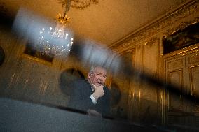 EXCLUSIVE. Francois Bayrou during a photo session at Hotel De Matignon