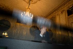 EXCLUSIVE. Francois Bayrou during a photo session at Hotel De Matignon