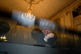 EXCLUSIVE. Francois Bayrou during a photo session at Hotel De Matignon