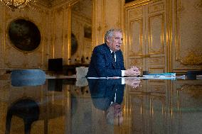 EXCLUSIVE. Francois Bayrou during a photo session at Hotel De Matignon