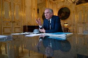 EXCLUSIVE. Francois Bayrou during a photo session at Hotel De Matignon