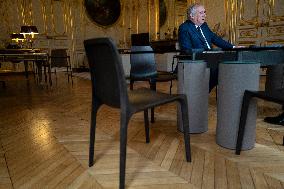 EXCLUSIVE. Francois Bayrou during a photo session at Hotel De Matignon