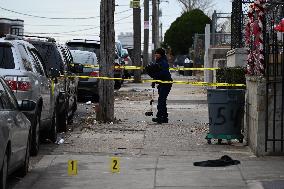 Philadelphia Police Crime Scene Unit Investigators At Scene Of Mass Shooting In Hunting Park Neighborhood In Philadelphia Pennsy