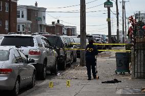 Philadelphia Police Crime Scene Unit Investigators At Scene Of Mass Shooting In Hunting Park Neighborhood In Philadelphia Pennsy